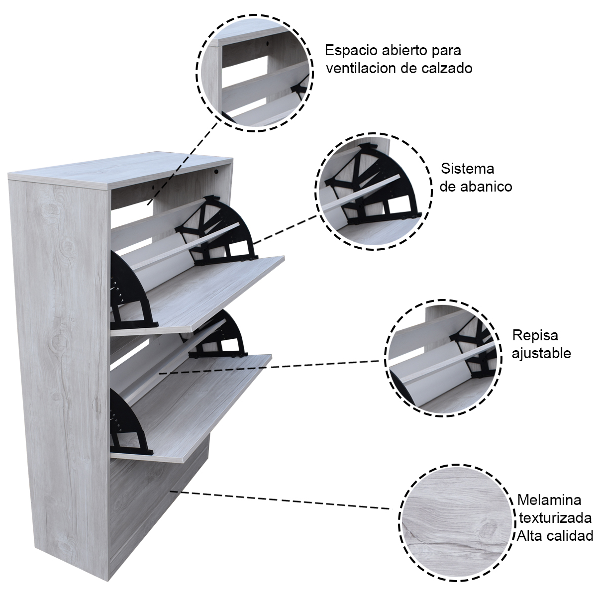 Organizador De Zapatos Hogare, mueble Zapatero Madera, Venecia Moderno y Elegante Blanco Nórdico