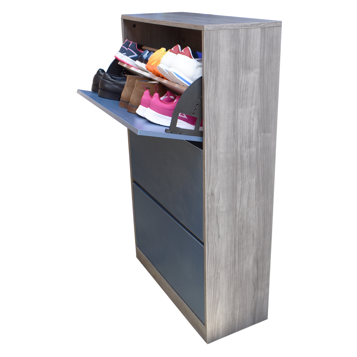 Organizador De Zapatos Hogare, Mueble Zapatero Madera, Venecia Moderno y Elegante Gris Azul