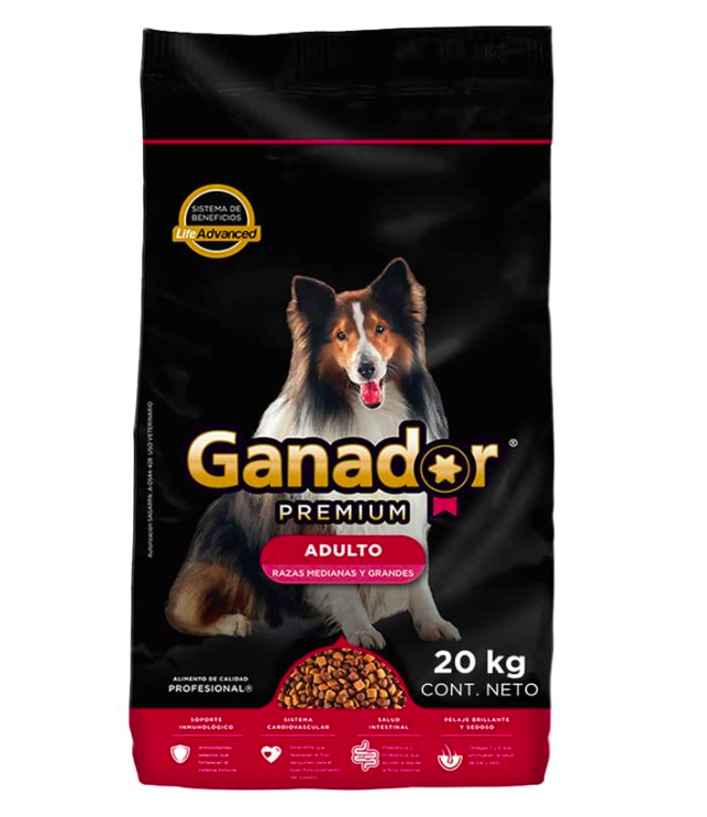 Alimento para perro Ganador Premium adulto razas medianas y grandes 20 Kg 