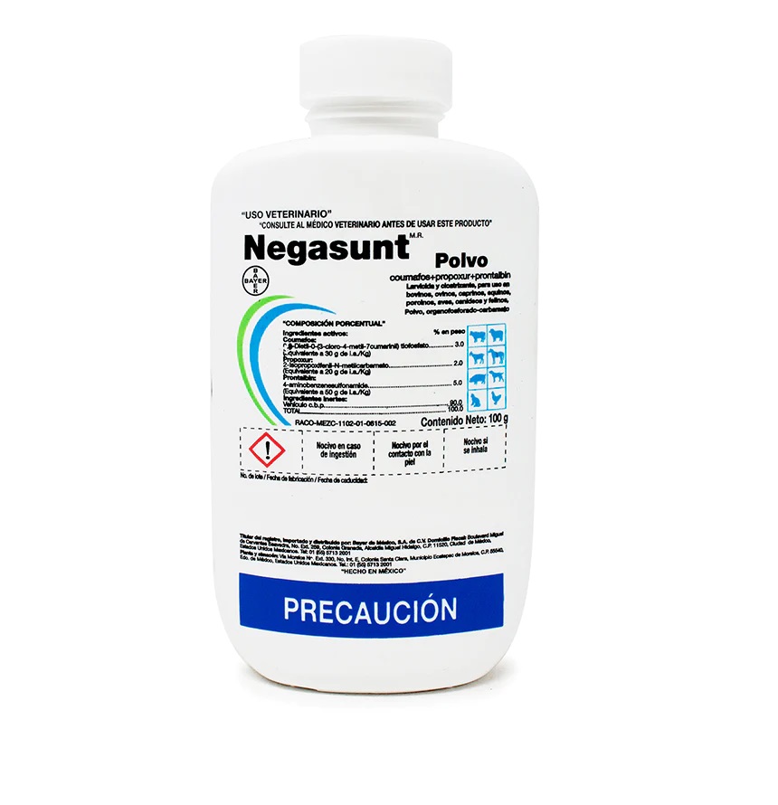 Negasunt Polvo 100 gr Bayer Perros,gatos,cerdo,bovino,aves.