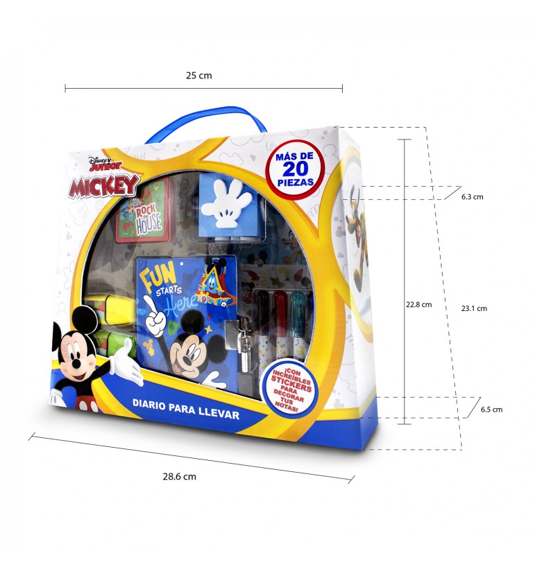 Mini libreta diario para niños Mickey mouse Disney con plumones