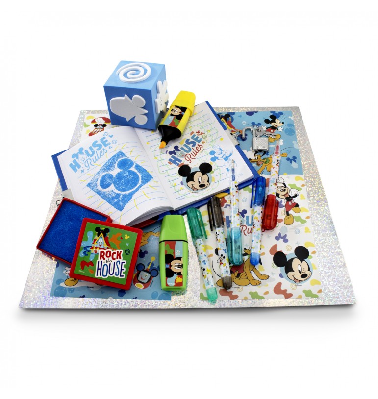 Mini libreta diario para niños Mickey mouse Disney con plumones
