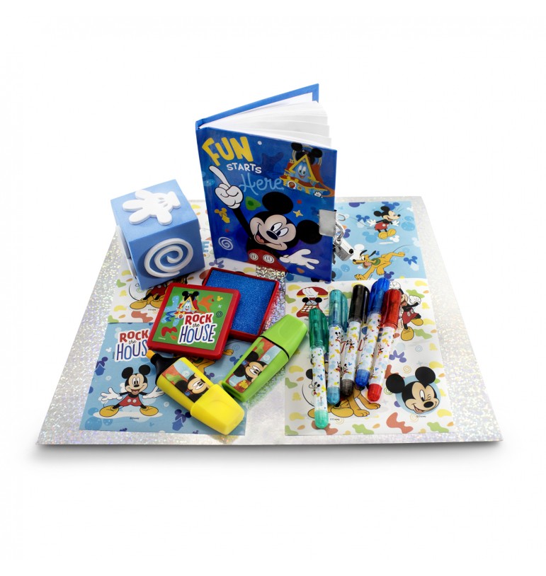 Mini libreta diario para niños Mickey mouse Disney con plumones