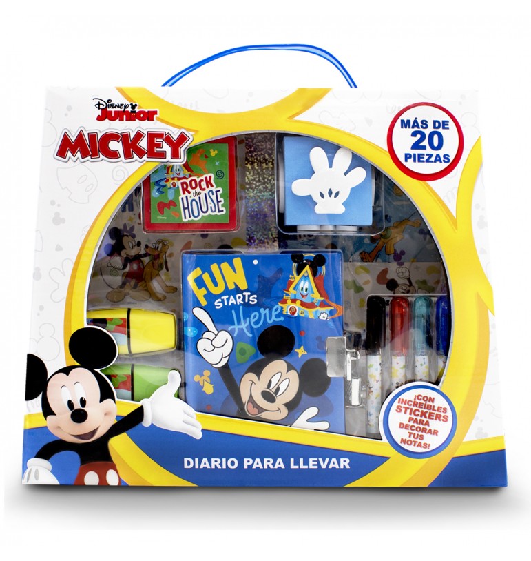 Mini libreta diario para niños Mickey mouse Disney con plumones