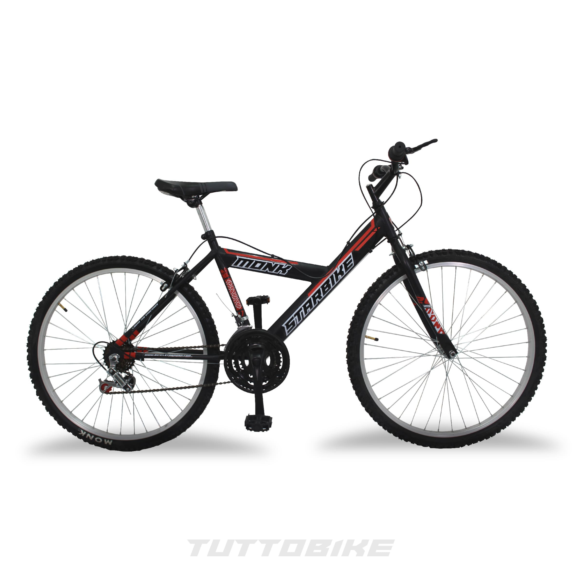 Bicicleta Montaña Rodada 26 18 Velocidades Monk StarBike 2.1 Negro Rojo