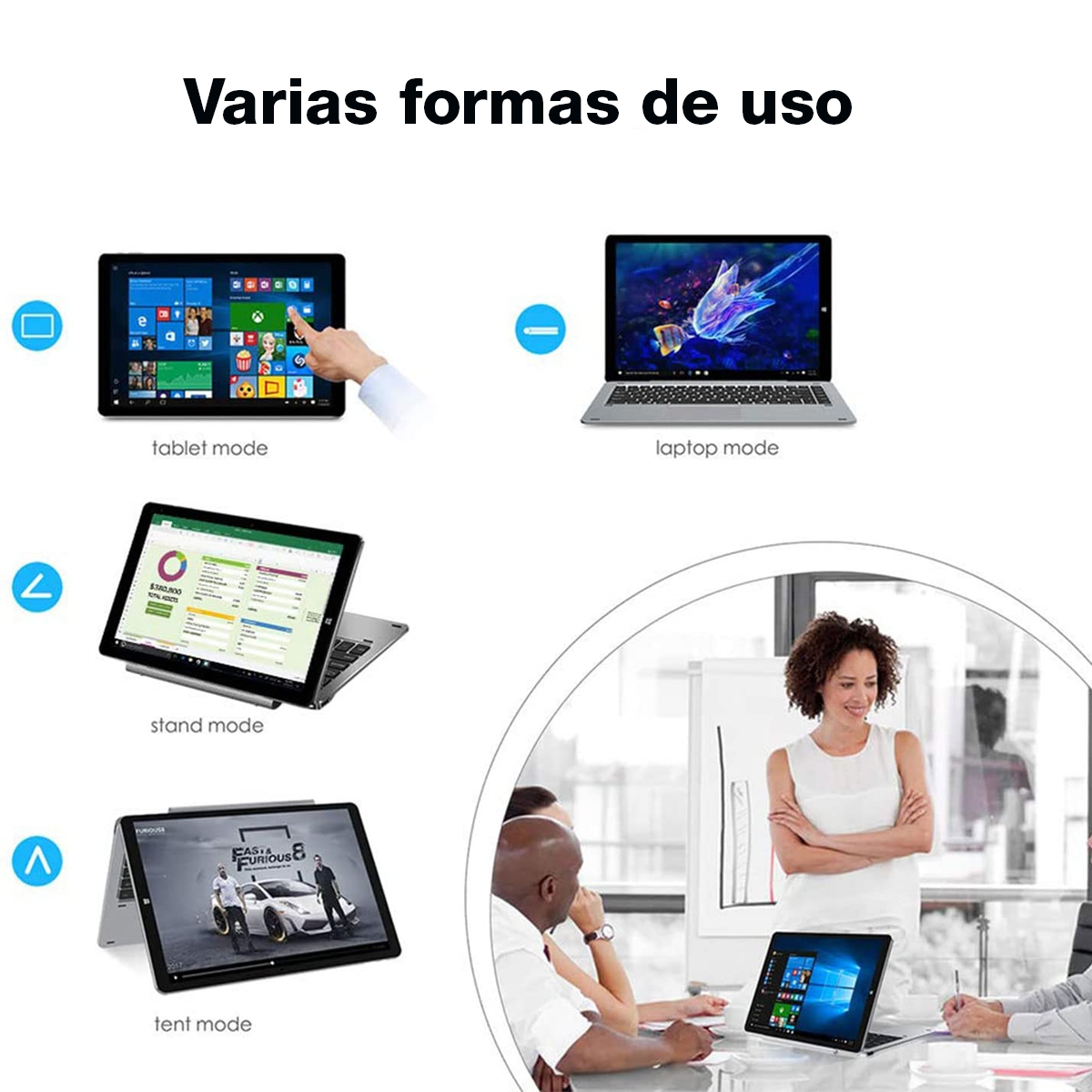 Tableta CHUWI Hi10 X 10.1" 2en1 con Windows 6 GB RAM + 128 GB con Kit de Teclado y Stylus Pen incluidos