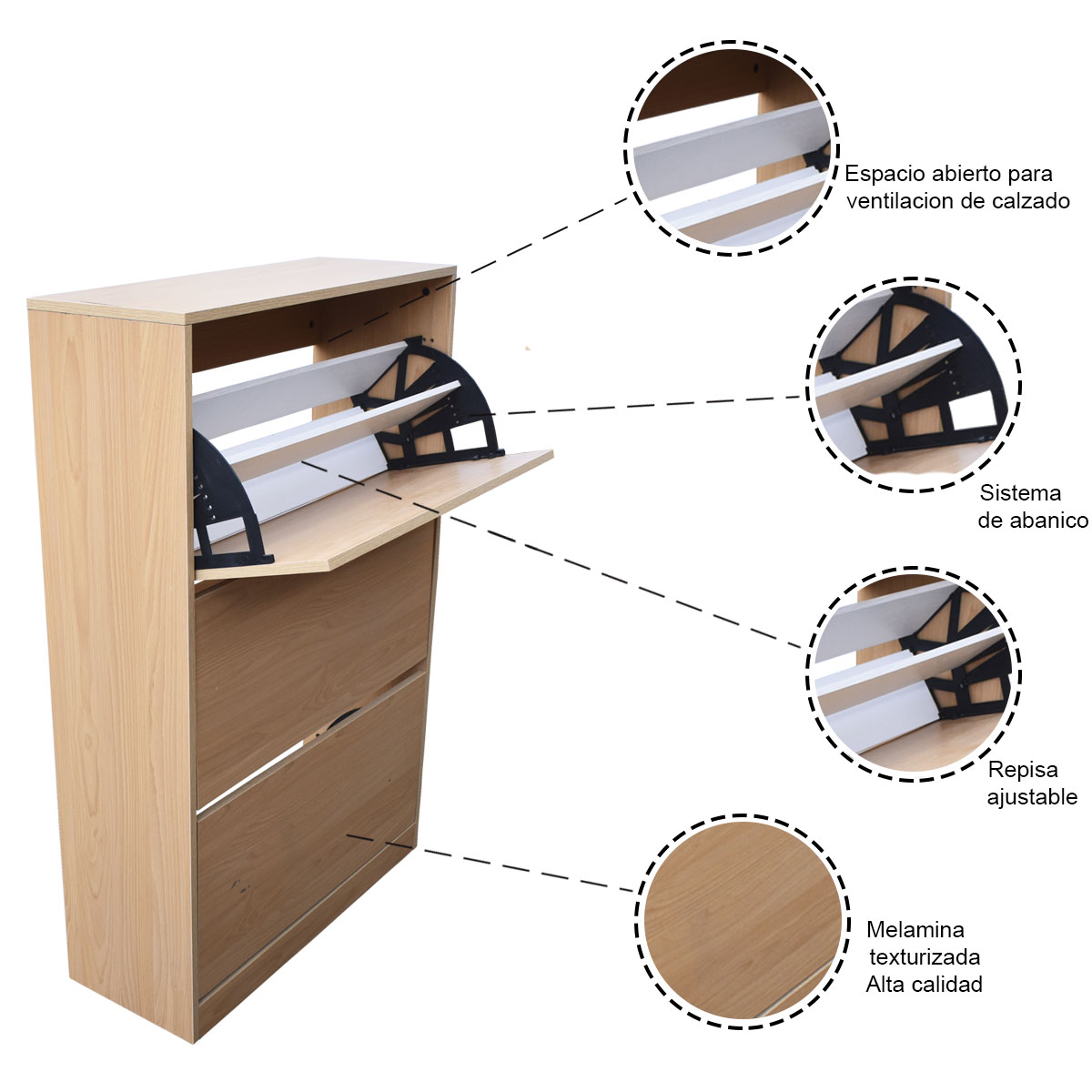 Organizador De Zapatos Hogare, Mueble Zapatero Madera, Venecia Moderno y Elegante Roble