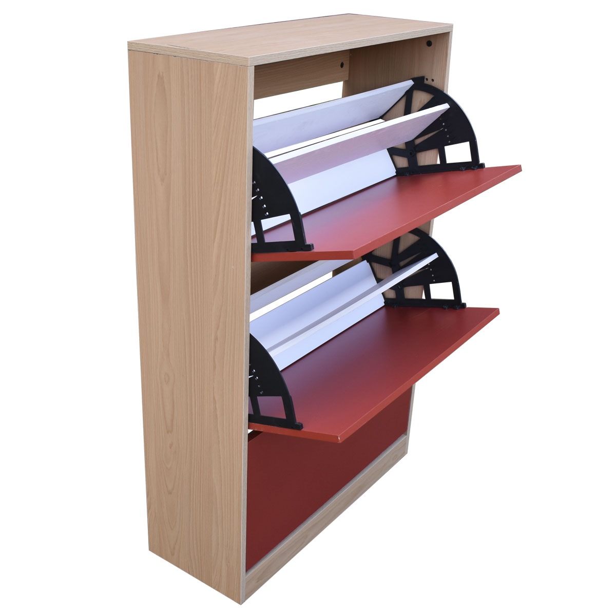 Organizador De Zapatos Hogare, Mueble Zapatero Madera, Venecia Practico Y Moderno Roble Rojo