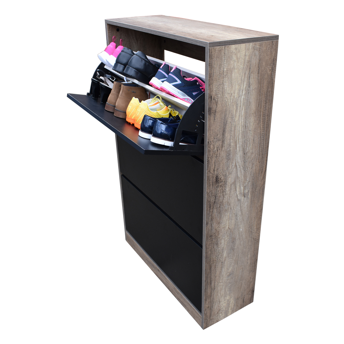 Organizador De Zapatos Hogare, Mueble Zapatero Madera, Venecia Elegante y Practico Rustik Wood Negro 