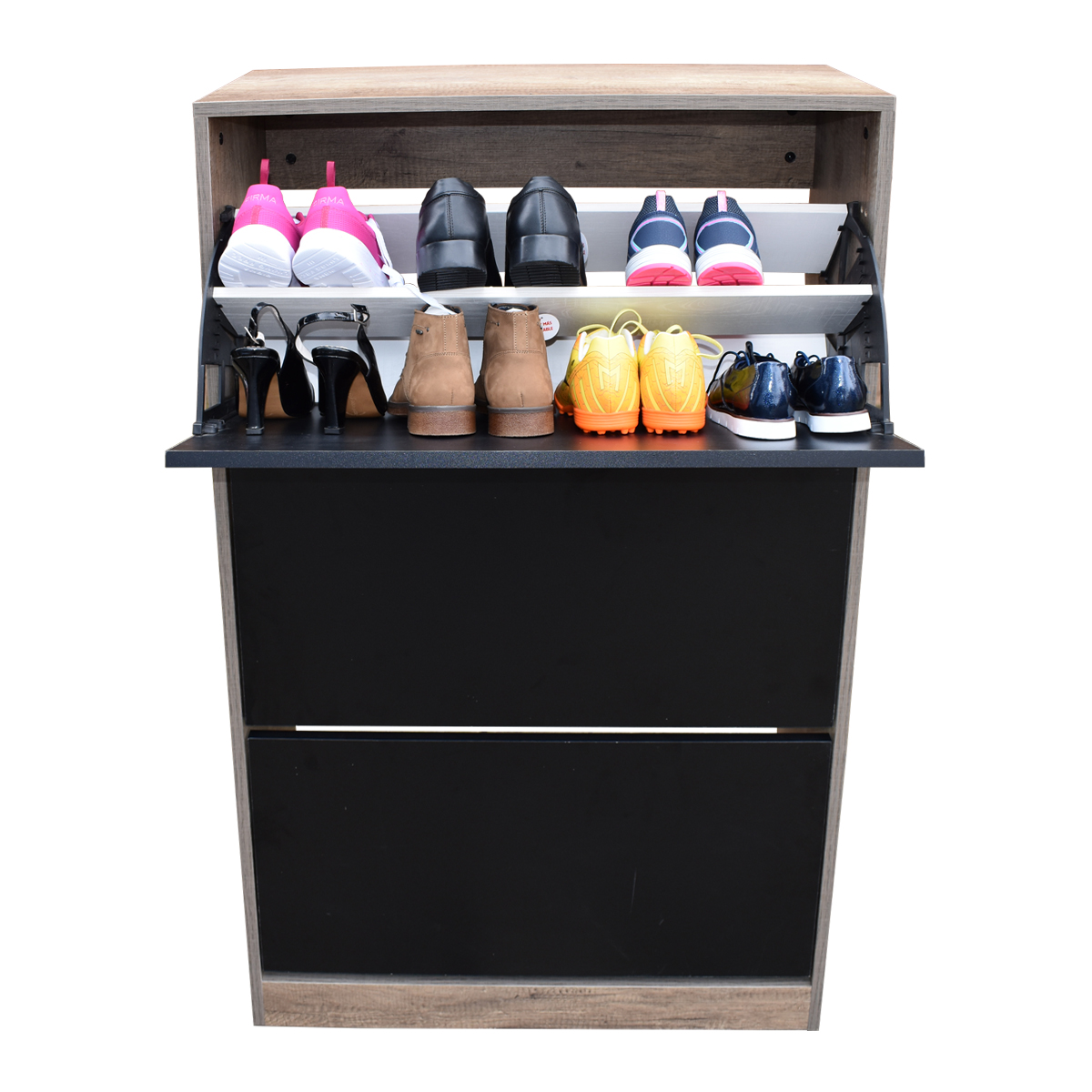 Organizador De Zapatos Hogare, Mueble Zapatero Madera, Venecia Elegante y Practico Rustik Wood Negro 