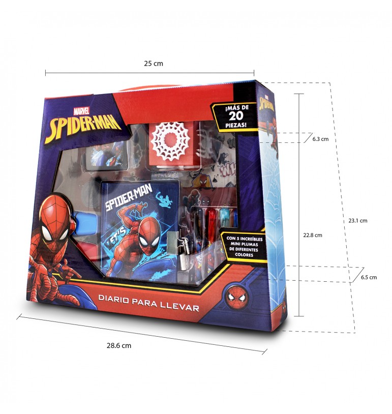 Mini libreta diario para niños Spiderman Marvel Disney con plumones