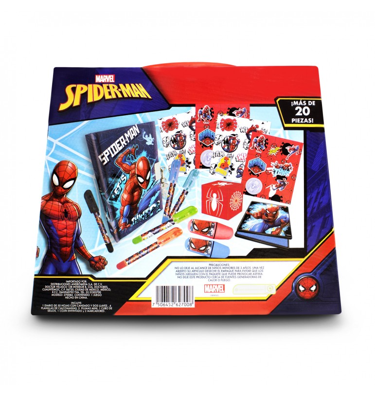 Mini libreta diario para niños Spiderman Marvel Disney con plumones