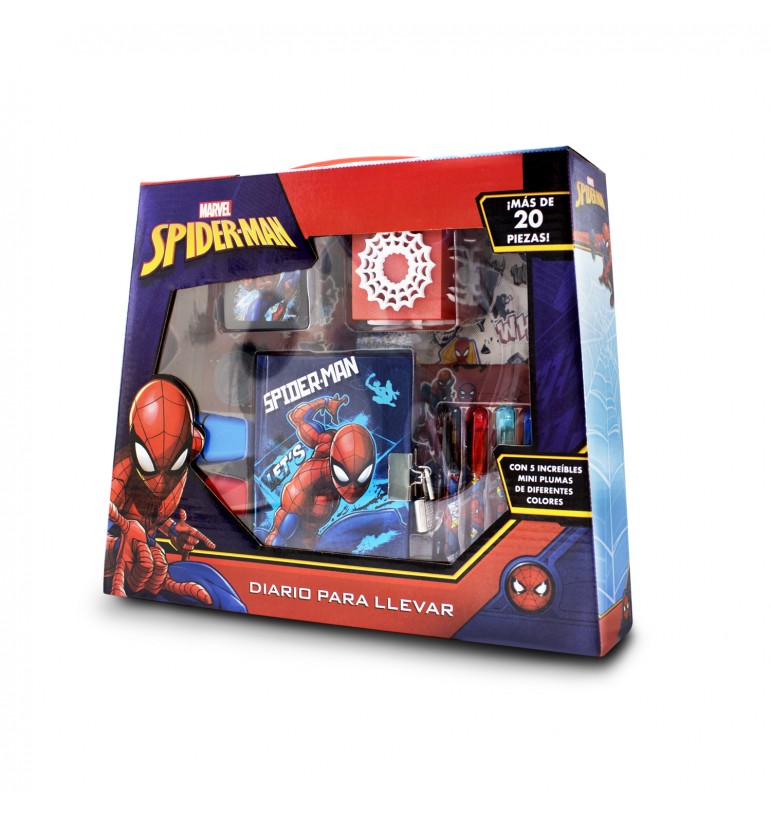 Mini libreta diario para niños Spiderman Marvel Disney con plumones