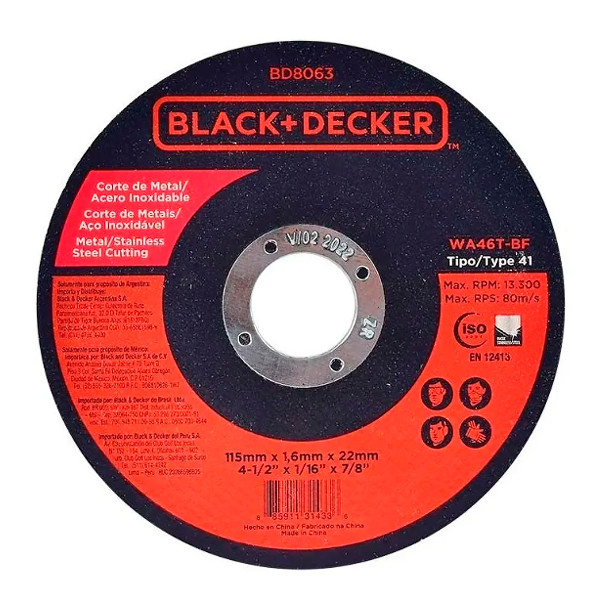 Disco Abrasivo Corte Metal 4-1/2 X 7/8 50 Pzs B&d Bd8063