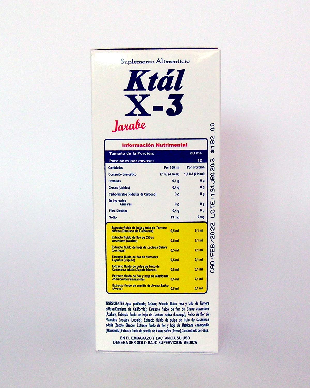 Ktal X-3, Jarabe 240 Ml, Damiana, Azahar, Lechuga, Lupulo Auxiliar del Insomnio