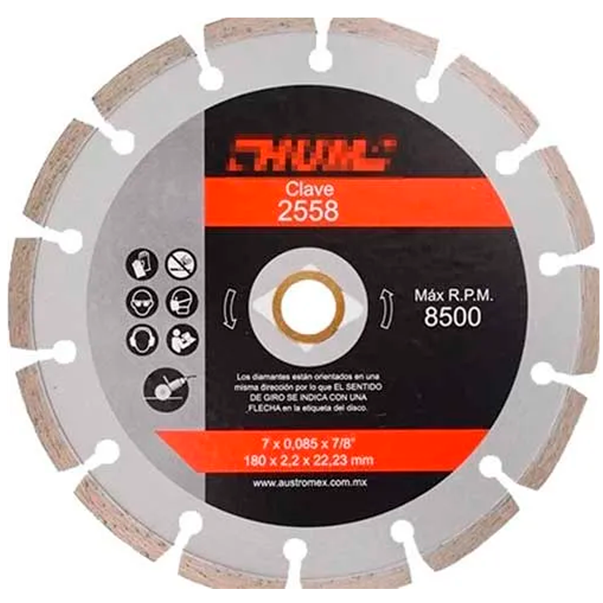 Disco De Diamante Segmentado 7 X 7/8 Austromex Aus-2558