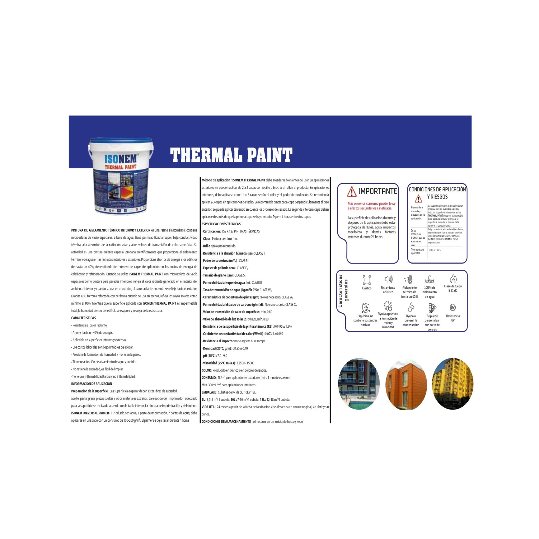 ISONEM THERMAL PAINT - Pintura de Aislamiento Térmico - 10 Lt