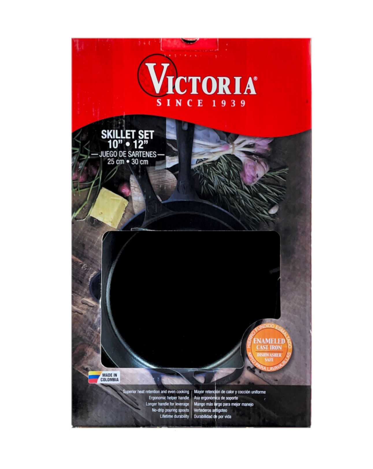 Juego De Sartenes De Hierro Esmaltado Victoria 30 Cm Y 25 Cm