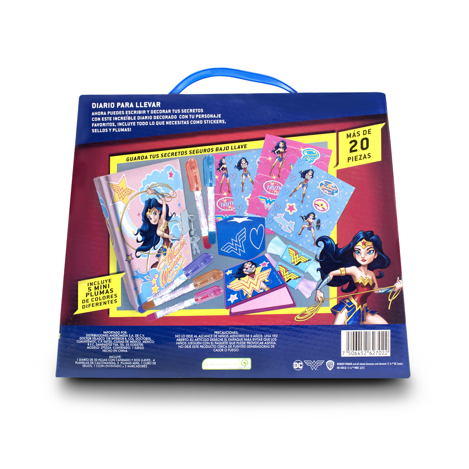 Mini libreta diario para niñas Mujer Maravilla DC con plumones