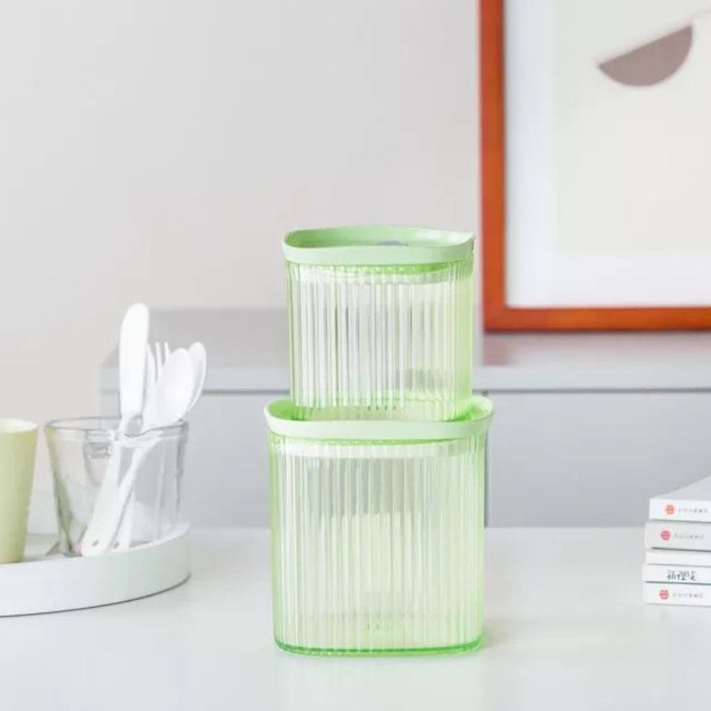 Set 2 Recipientes De Plástico Para Almacenamiento Alimentos