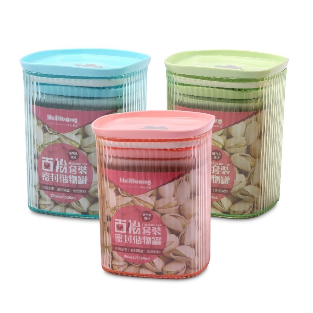 Set 2 Recipientes De Plástico Para Almacenamiento Alimentos