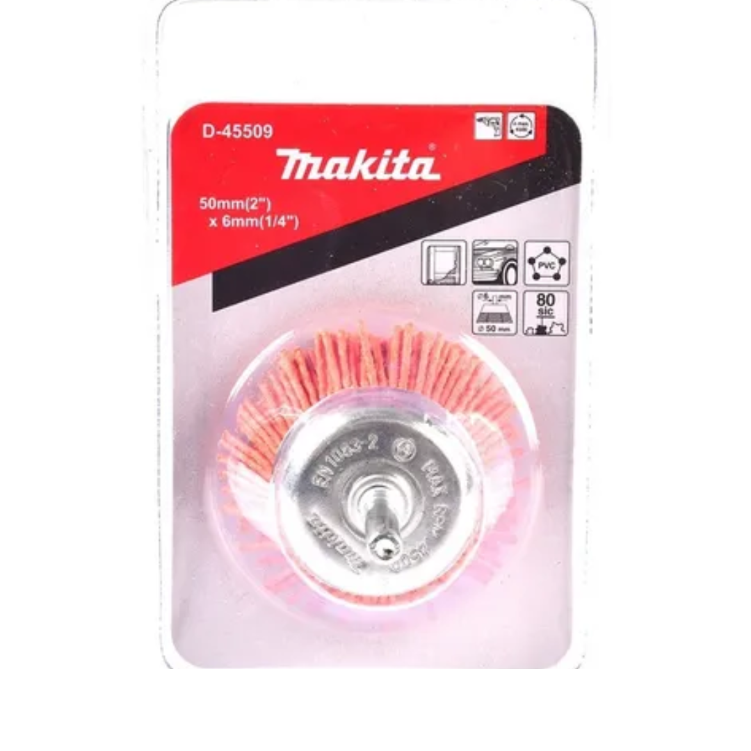 Carda Copa Nylon 2 PuLG Grano 80 Zanco 1/4 Makita D45509