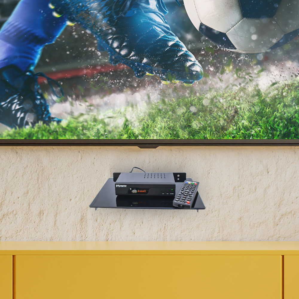 Repisa Universal Multiusos en Acero de Alta Resistencia y Elegante Cristal Templado Humo con Fijación en Pared / Master / HO-REPDVD