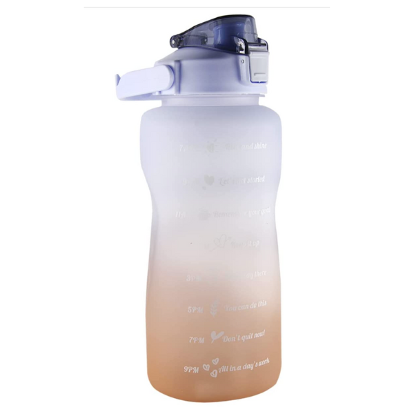 Botella de Agua de 2 Litros con Pajita en Color Degradado Azul-Naranja