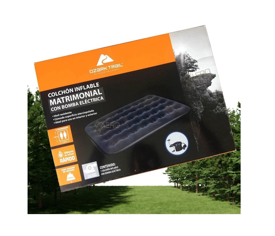 Colchón Inflable Matrimonial Con Bomba Eléctrica Ozark Trail