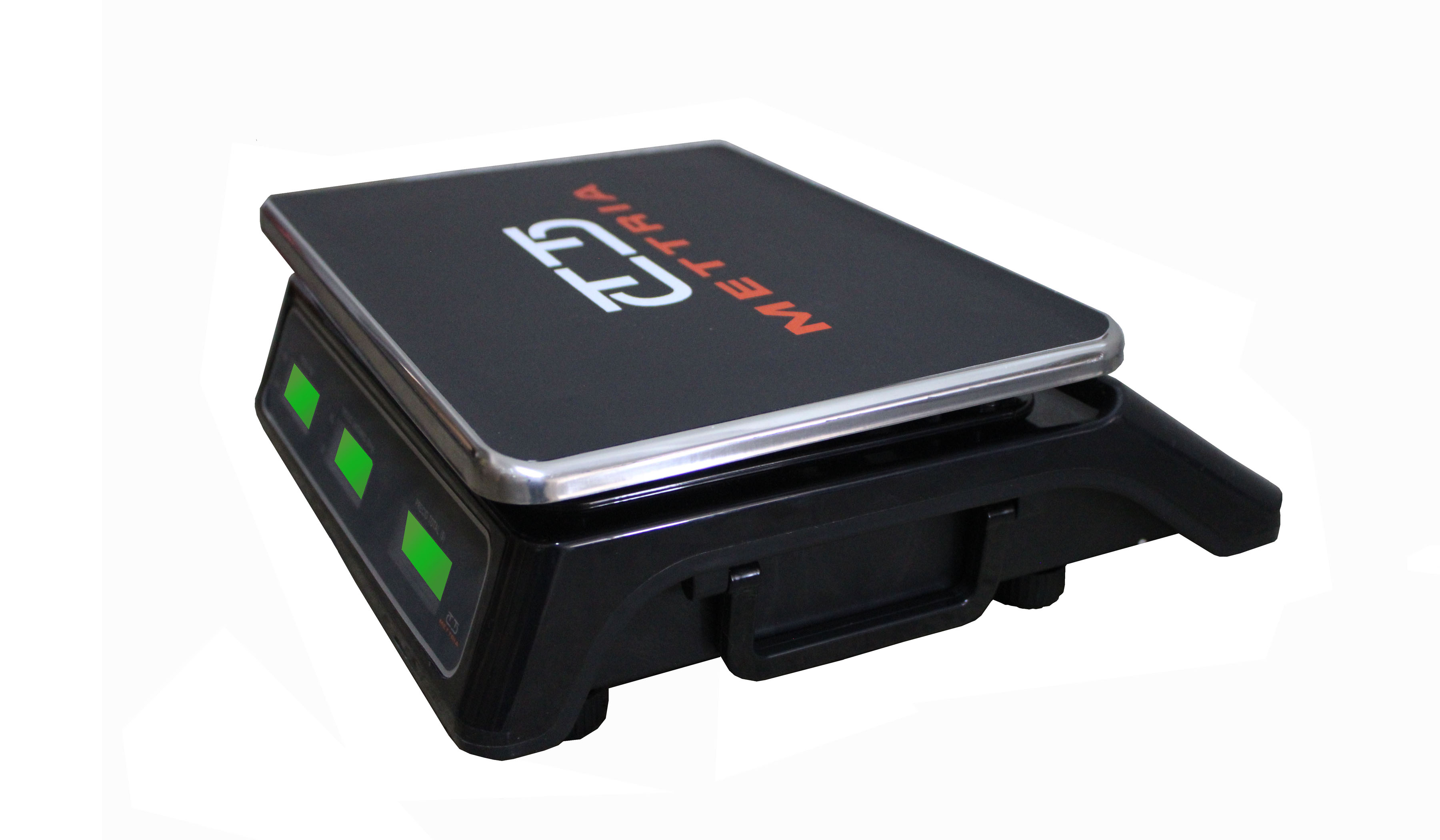 Báscula Digital de uso Comercial MTB-40 (40 Kg X 5 g) METTRIA con batería recargable, Display LCD Y Charola de Acero inoxidable 