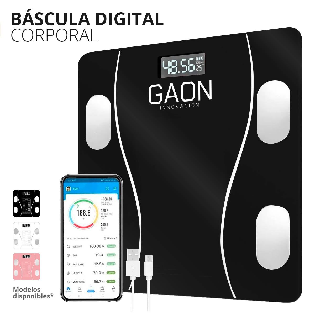 Bascula Digital Inteligente Peso Corporal Sincroniza Tu Celular Vía App