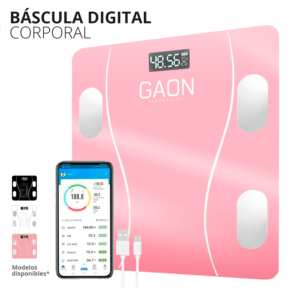 Bascula Digital Inteligente Peso Corporal Sincroniza Tu Celular Vía App