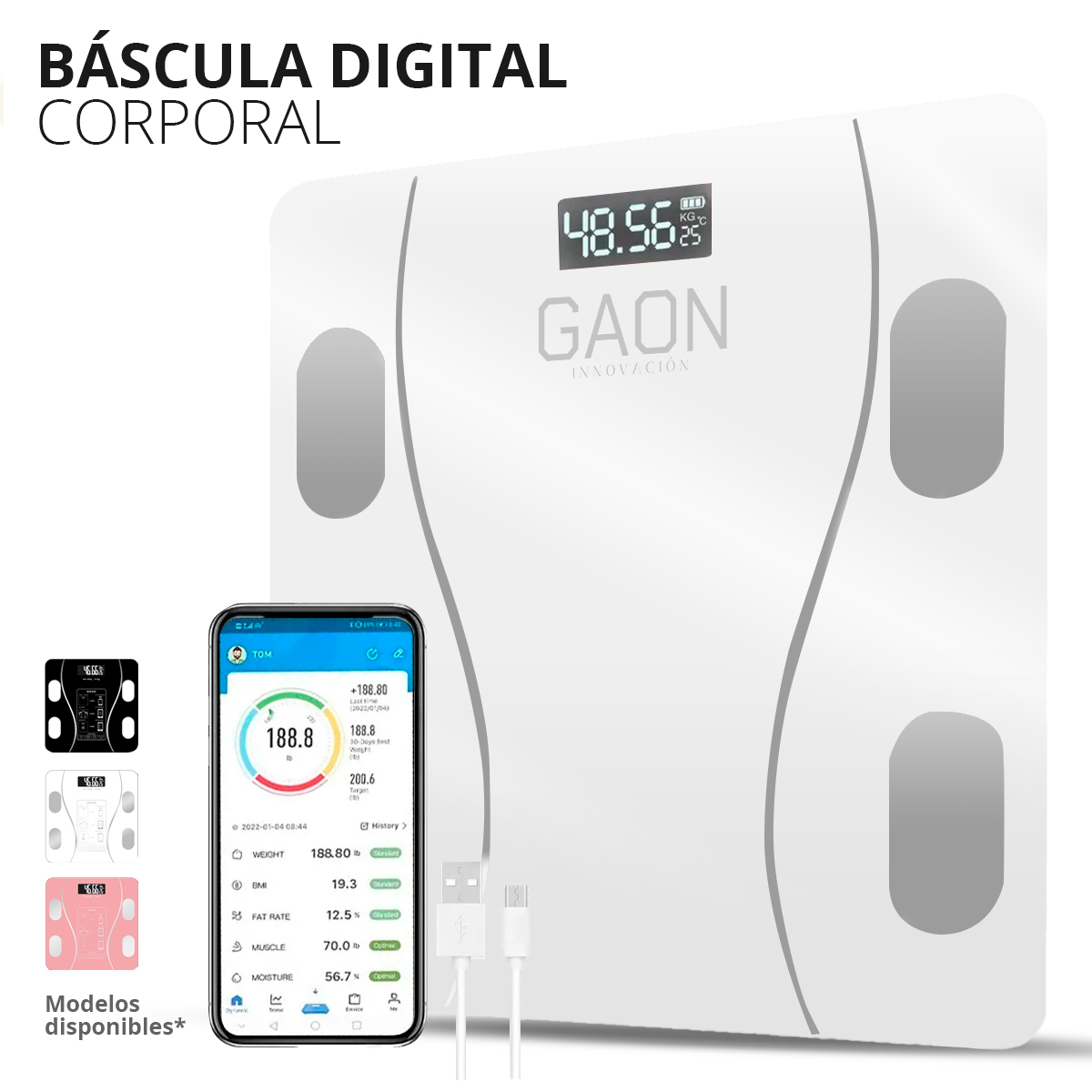 Bascula Digital Inteligente Peso Corporal Sincroniza Tu Celular Vía App