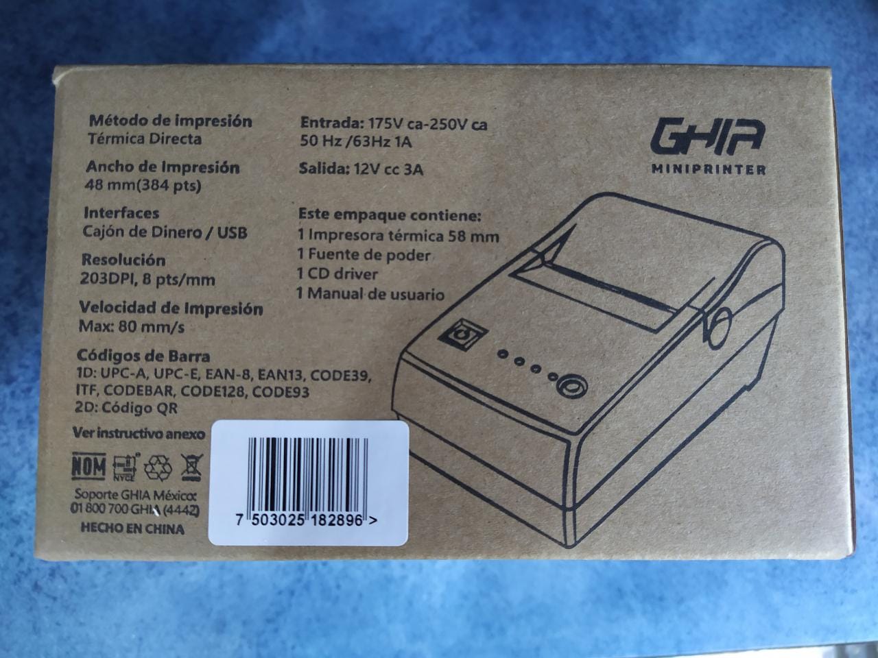 Miniprinter termica GHIA básica económica negra 58MM usb impresora punto de venta cable pc negocio