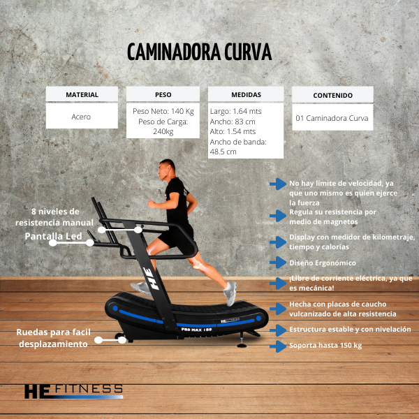 Caminadora Curva, Profesional, Uso Rudo