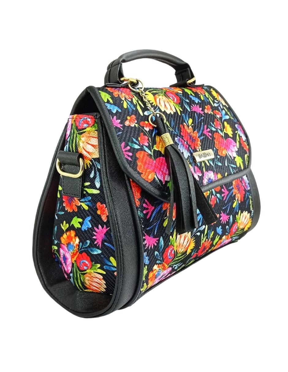 Bolsa artesanal de cuero vegano y yute