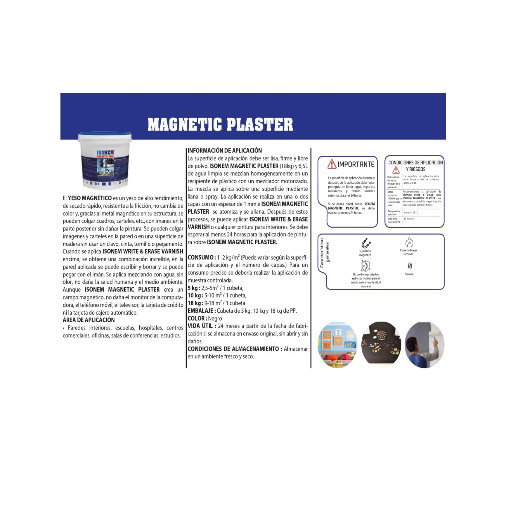ISONEM MAGNETIC PLASTER - Yeso Magnético Adhesivo - 5 Kg.