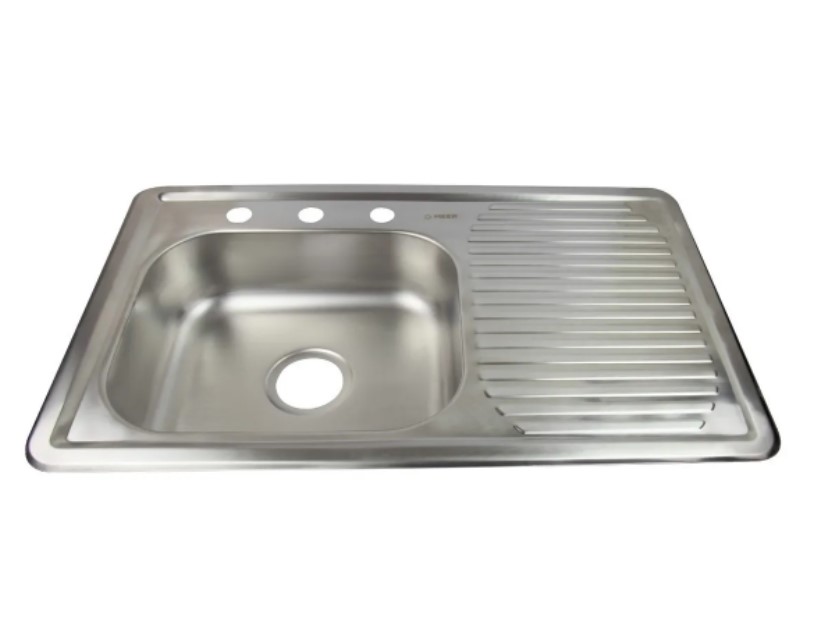 Tarja Sencilla con Escurridero Derecho para Empotrar (80 cm x 50 cm con 15.25 cm de Profundidad) Incluye Kit completo de Instalación