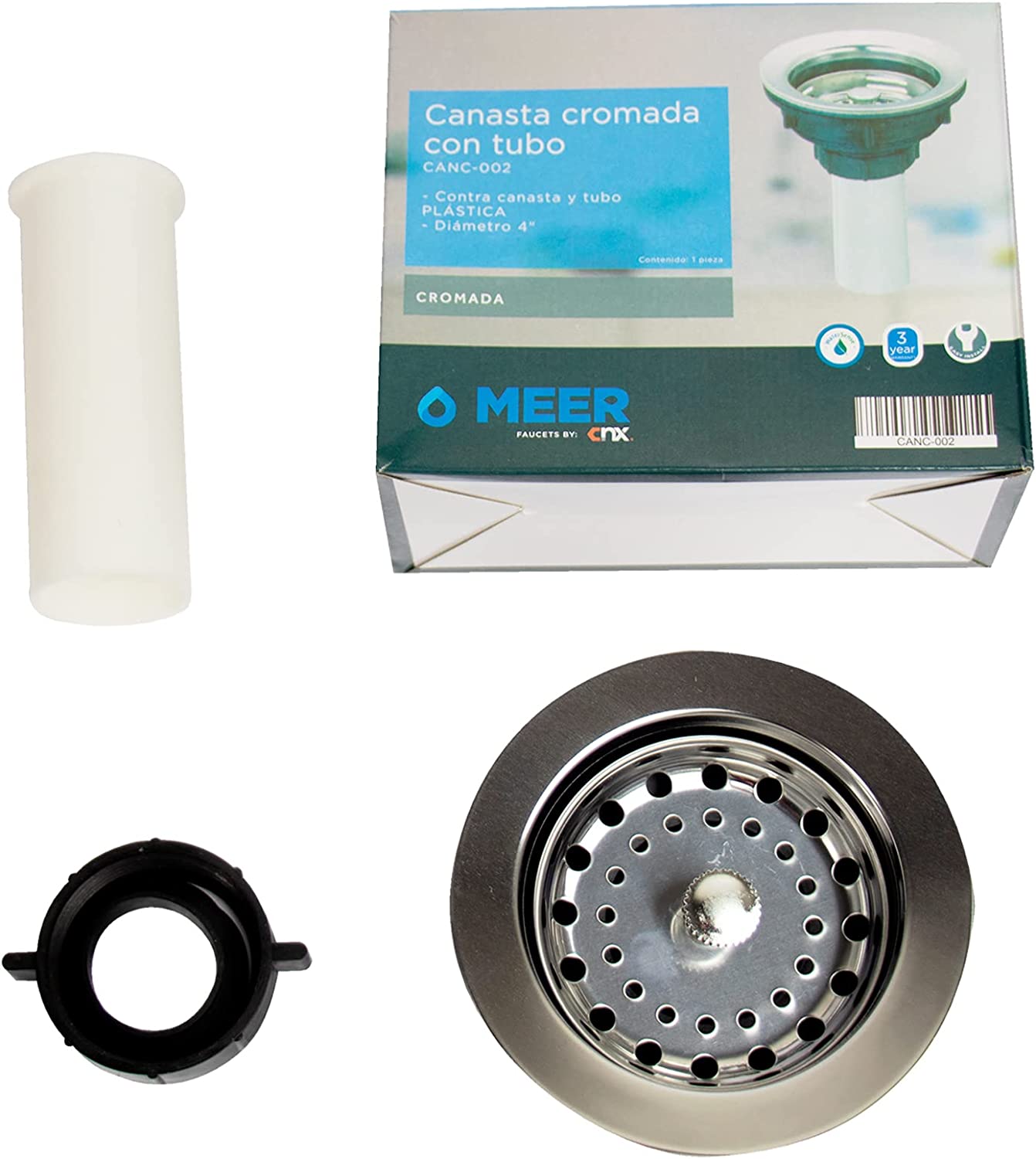 Tarja Sencilla con Escurridero Derecho para Empotrar (80 cm x 50 cm con 15.25 cm de Profundidad) Incluye Kit completo de Instalación