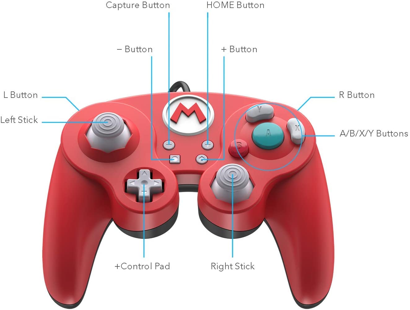 Nintendo Switch Control Alambrico Fight Pad Pro (Mario)