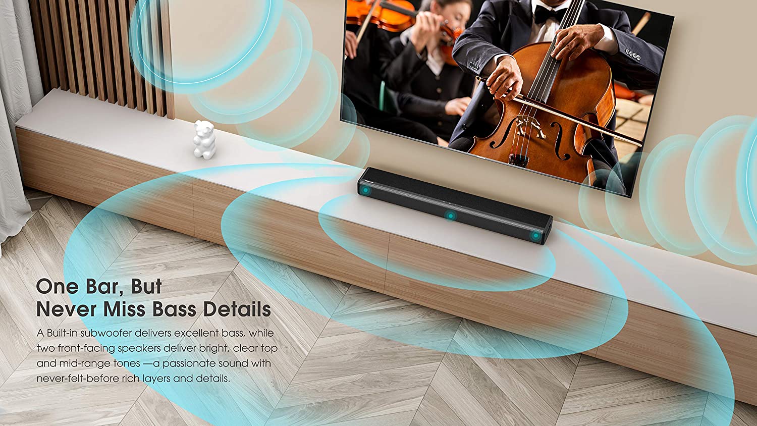 Hisense HS218 Barra de Sonido de 2.1 Canales con subwoofer inalámbrico, 200 W, Alimentado por Dolby Audio, Roku TV Ready, Bluetooth, HDMI ARC/óptico/AUX/USB, 3 Modos de ecualización