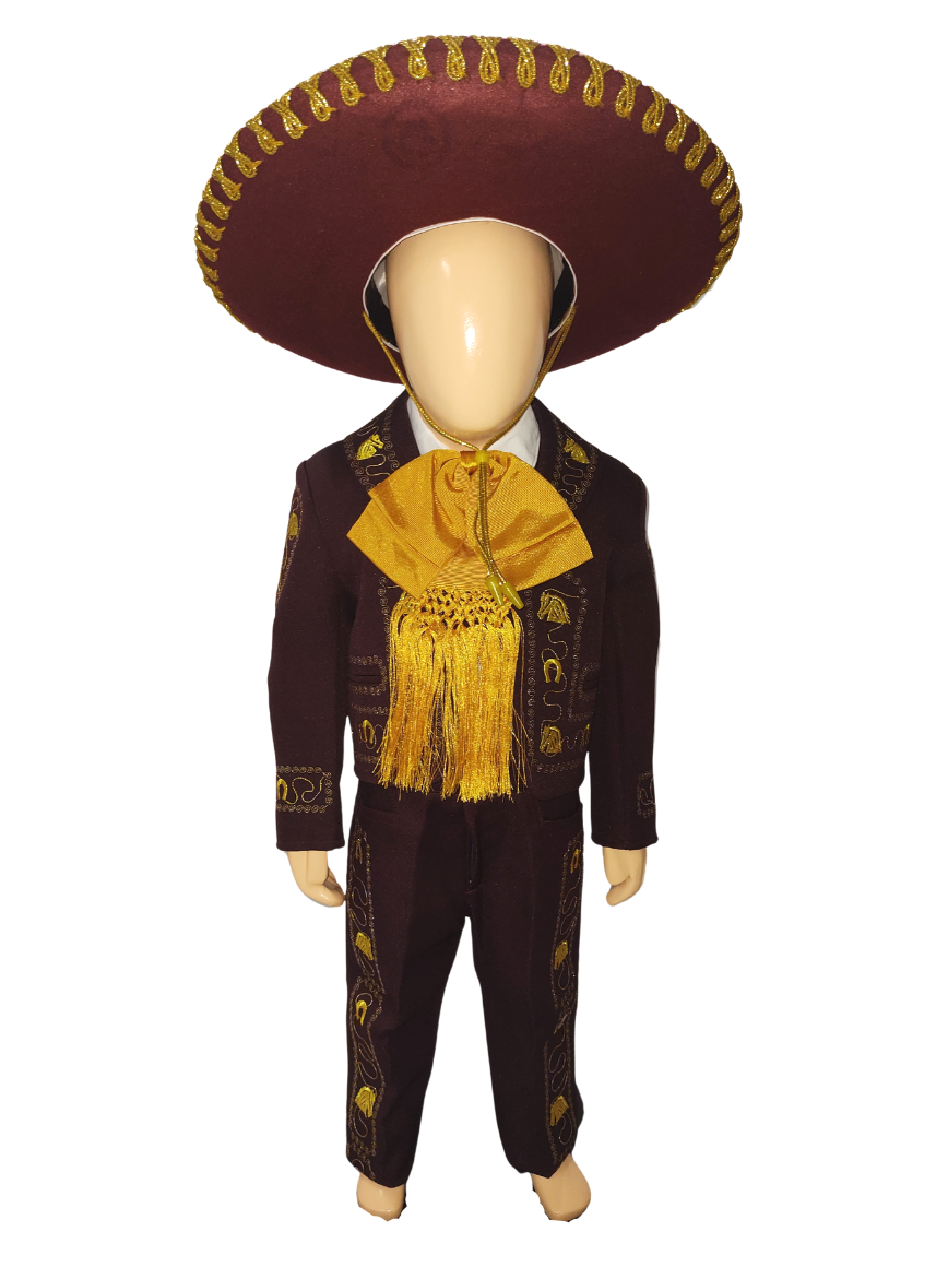 Traje Charro Calidad Premium Color Vino para Niño 