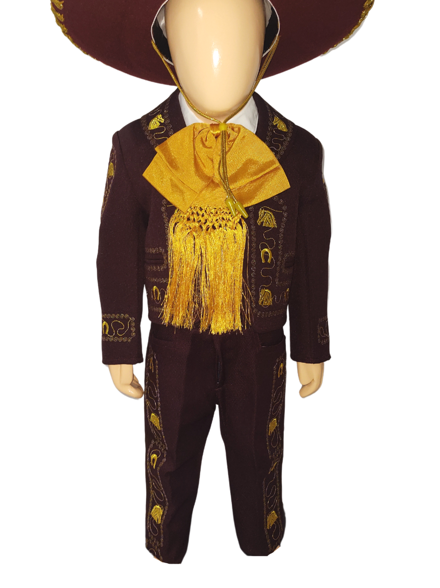 Traje Charro Calidad Premium Color Vino para Niño 