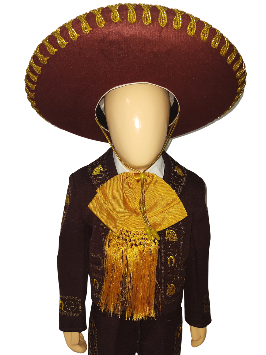 Traje Charro Calidad Premium Color Vino para Niño 