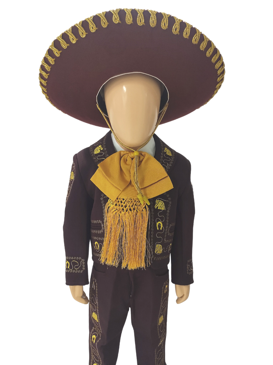 Traje Charro Calidad Premium Color Vino para Niño 