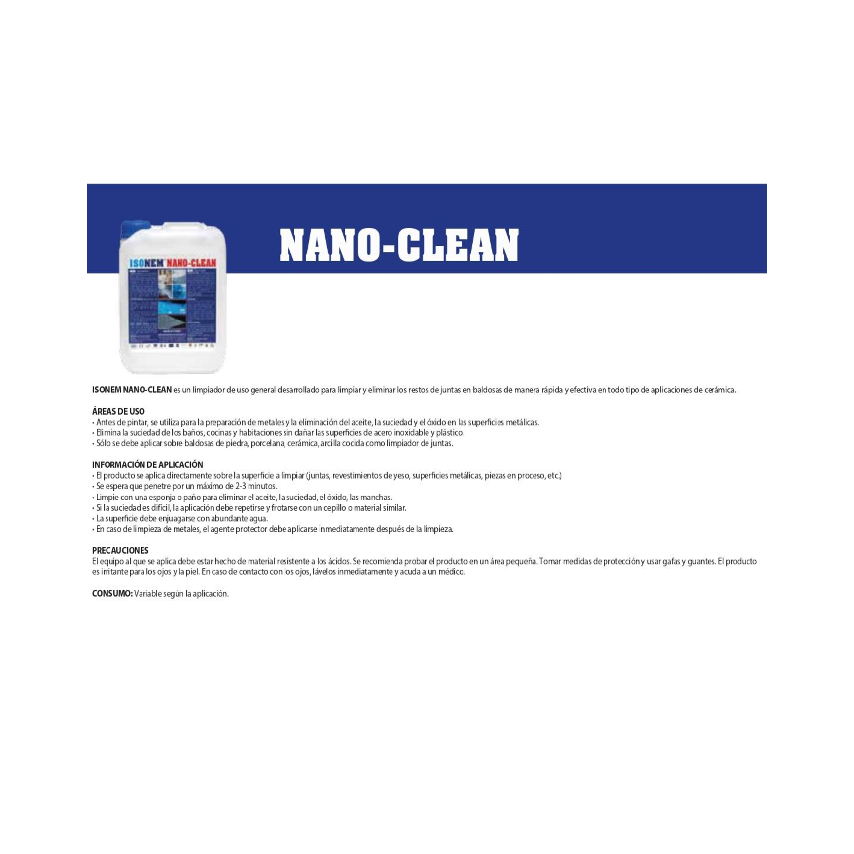ISONEM NANO CLEAN - Limpiador de Superficies - 5L.
