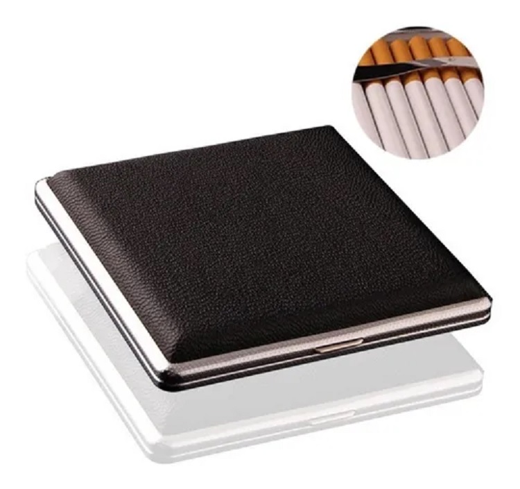 Cigarrera De Cuero Y Metal