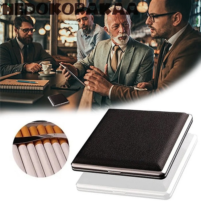 Cigarrera De Cuero Y Metal