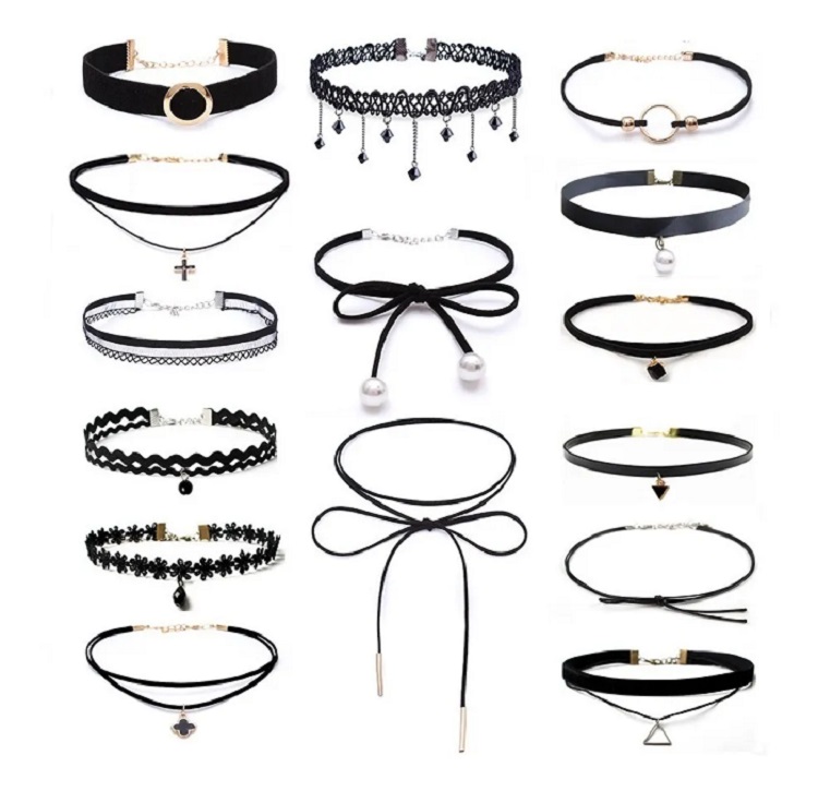15 Gargantilla Choker Necklaces Negro Accesorios