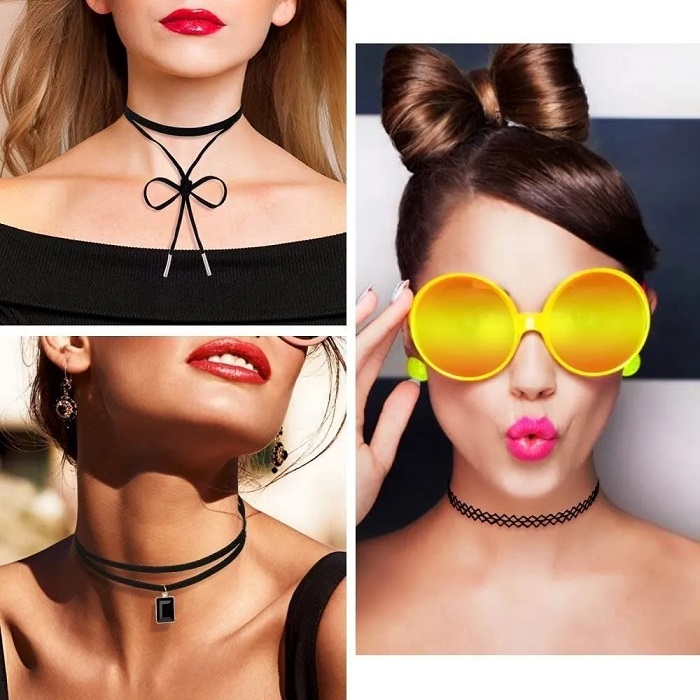 15 Gargantilla Choker Necklaces Negro Accesorios